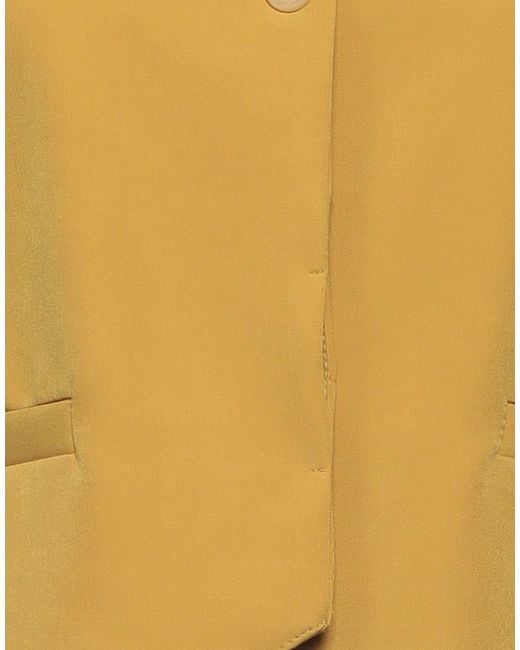 Soallure Yellow Mustard Tailored Vest Polyester, Elastane