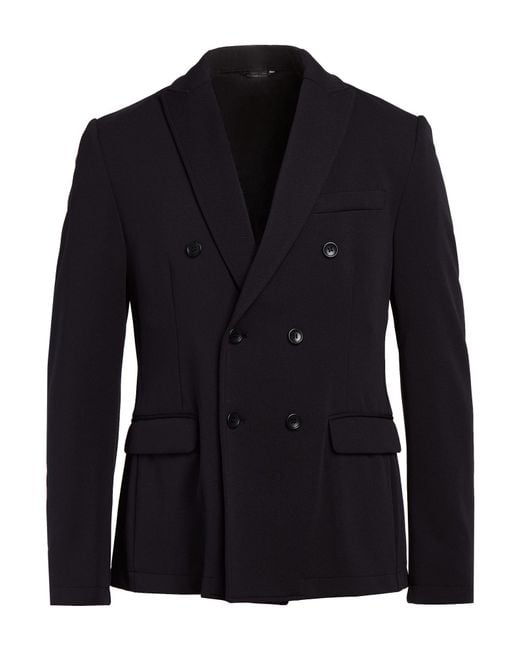 Daniele Alessandrini Blue Blazer Polyester, Elastane for men