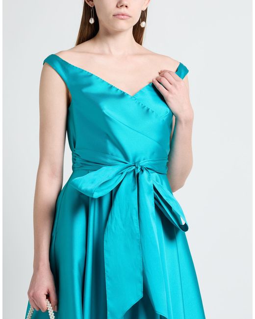 ATELIER LEGORA Blue Maxi Dress Polyester, Silk