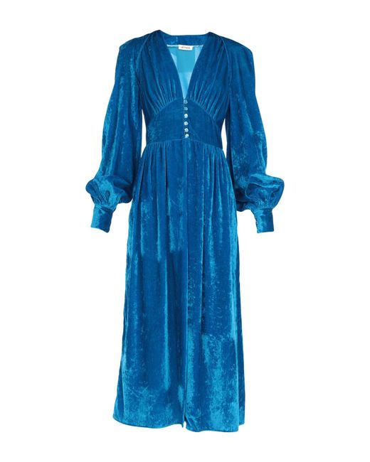 The Attico Blue Velvet Robe Dress