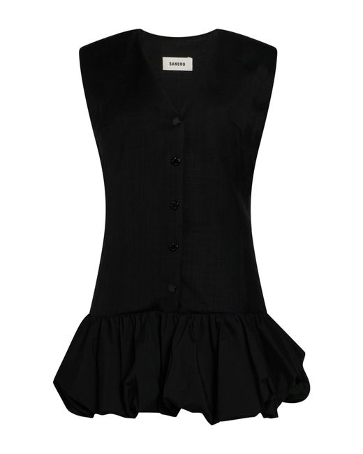 Sandro Black Mini Dress Polyester, Polyamide, Elastane