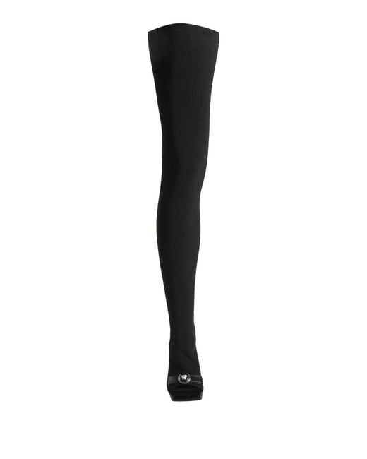 Versace Black Boot Textile Fibers