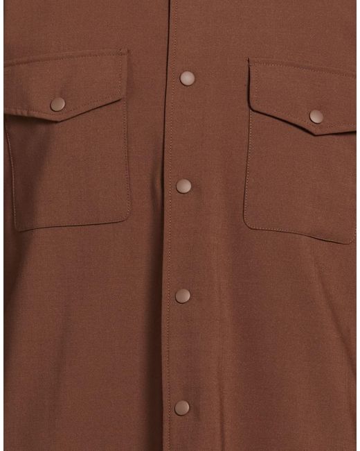 Aspesi Brown Shirt Polyester, Virgin Wool, Elastane for men