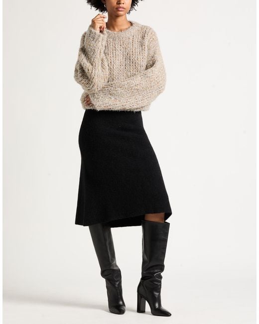 Rick Owens Black Midi Skirt Alpaca Wool, Polyamide, Wool, Elastane