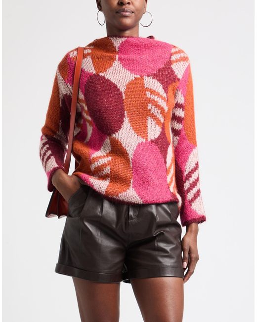 B.yu Red Turtleneck Acrylic, Mohair Wool, Polyamide