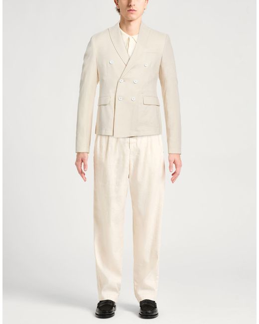 Daniele Alessandrini White Ivory Blazer Linen, Viscose for men