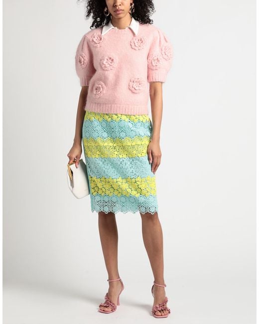 Moschino Yellow Midi Skirt Polyester, Silk