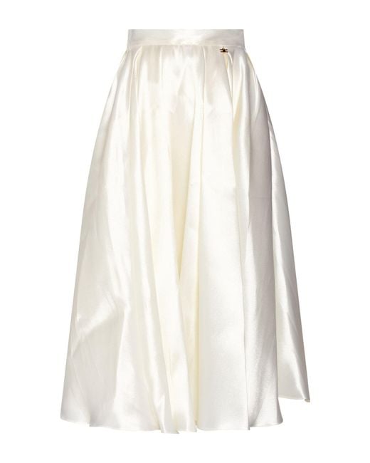 Elisabetta Franchi White Ivory Midi Skirt Polyester