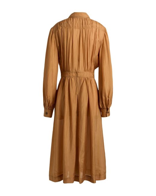Alberta Ferretti Brown Camel Midi Dress Silk