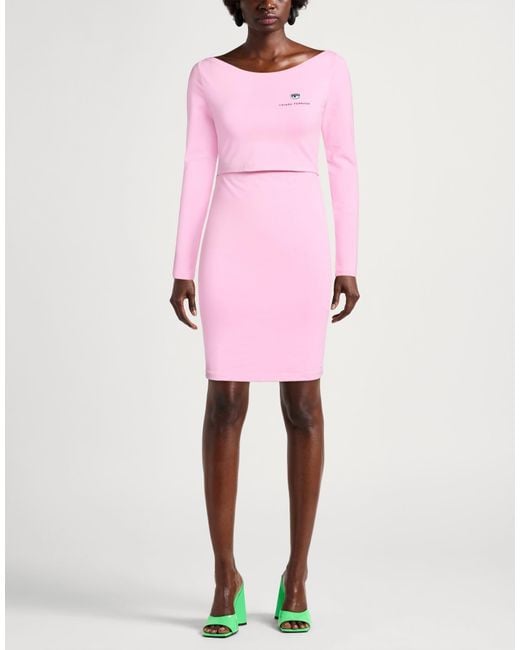 Chiara Ferragni Pink Mini Dress Cotton, Elastane