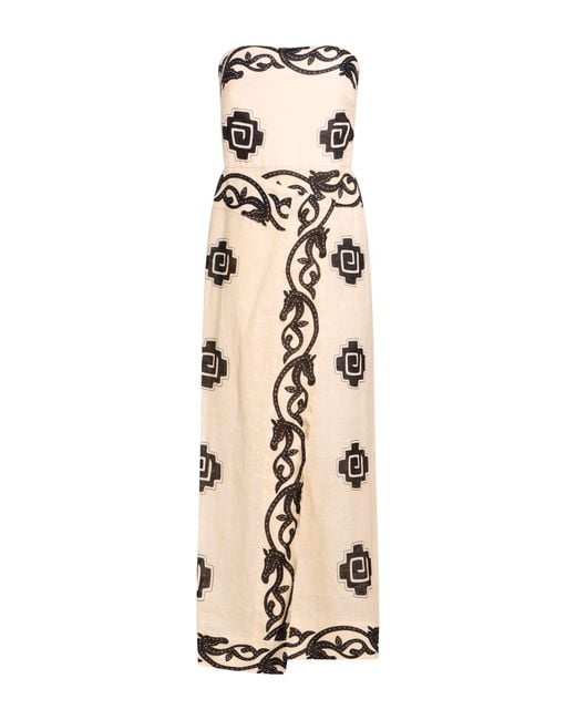 Johanna Ortiz Natural Cream Midi Dress Linen