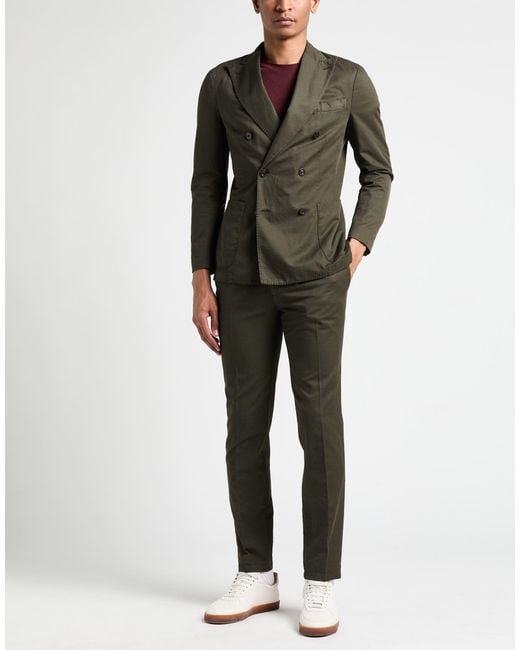 Boglioli Green Suit Cotton, Linen, Elastane for men