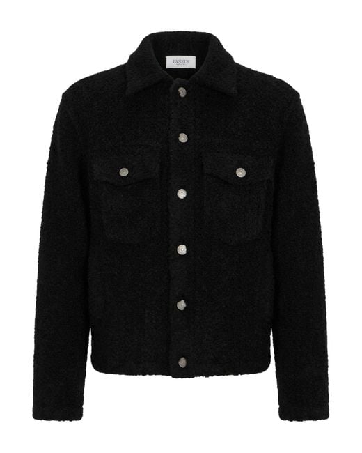 Laneus Black Jacket Polyacrylic, Polyester, Viscose, Wool, Alpaca Wool for men