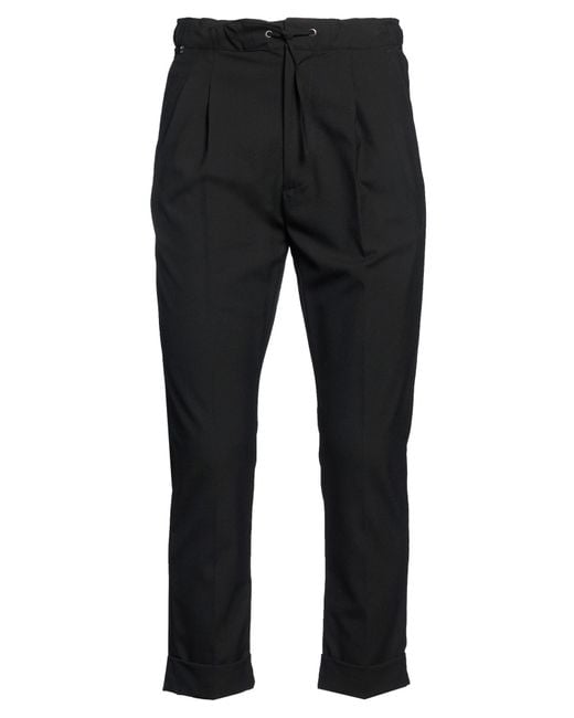 Messagerie Black Pants Wool, Viscose, Elastane for men