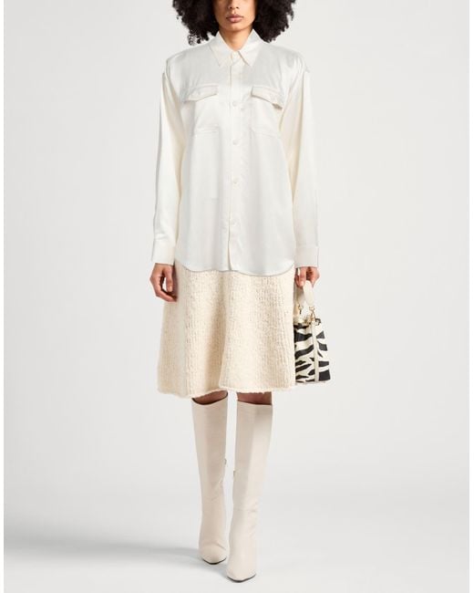 AMI White Ivory Shirt Cupro, Virgin Wool, Viscose