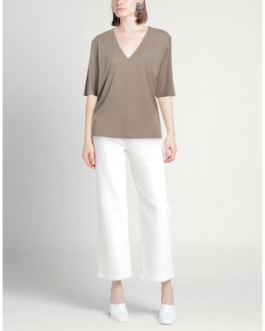RUE DU BAC Gray T-Shirt Viscose, Polyamide, Elastane