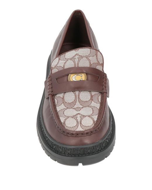 COACH Gray Dark Loafers Leather, Textile Fibers for men