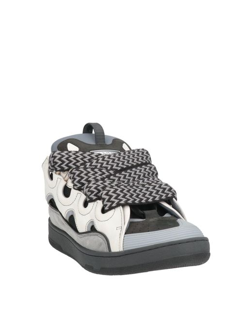 Lanvin White Charcoal Sneakers Calfskin, Polyester for men
