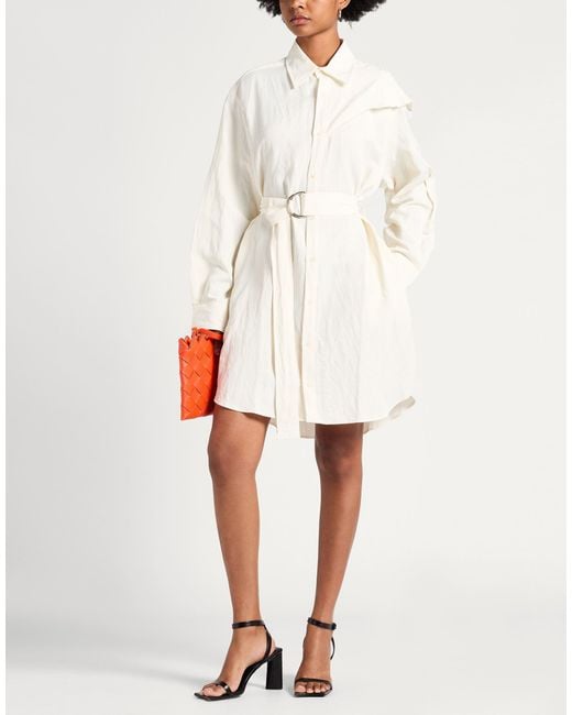 J.W. Anderson White Mini Dress Viscose, Linen