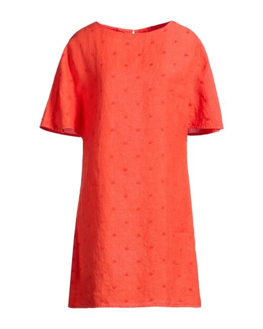 120% Lino Red Mini Dress Linen