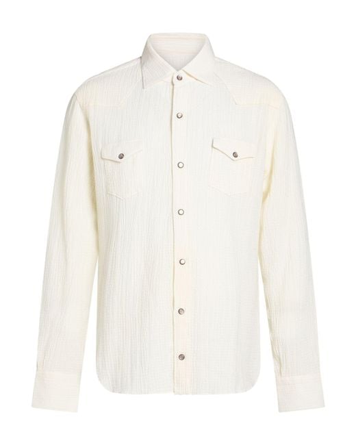 Barba Napoli White Shirt Cotton, Cashmere, Elastane for men