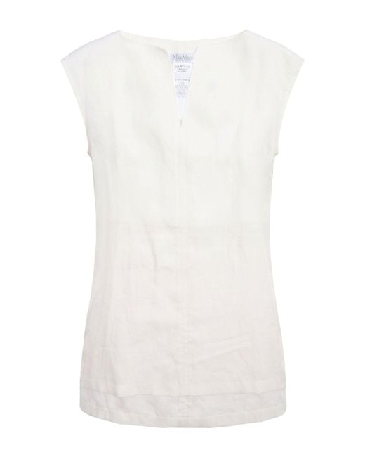 Max Mara White Ivory Top Linen