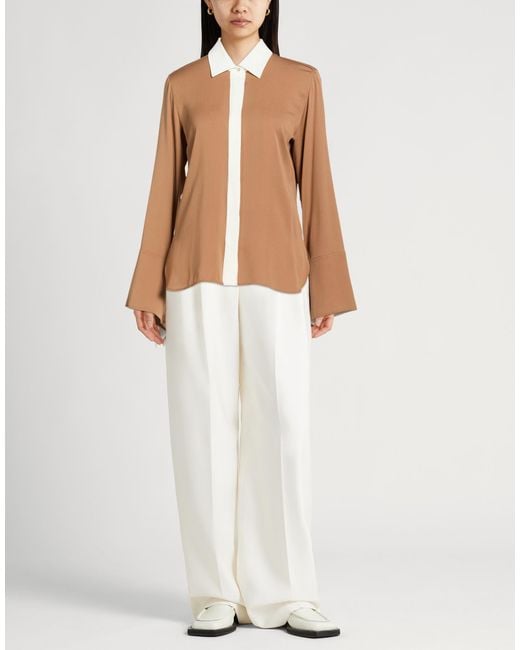 Max Mara Brown Camel Shirt Silk