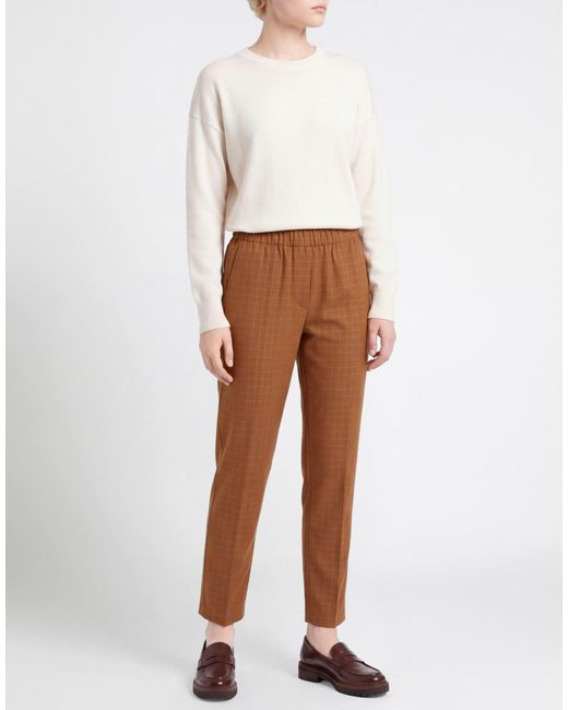 Forte_forte Brown Tan Pants Polyester, Viscose, Elastane, Metallic Polyester