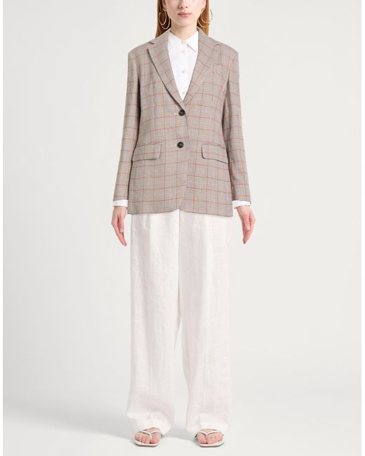 Weekend by Maxmara Natural Camel Blazer Linen, Cotton