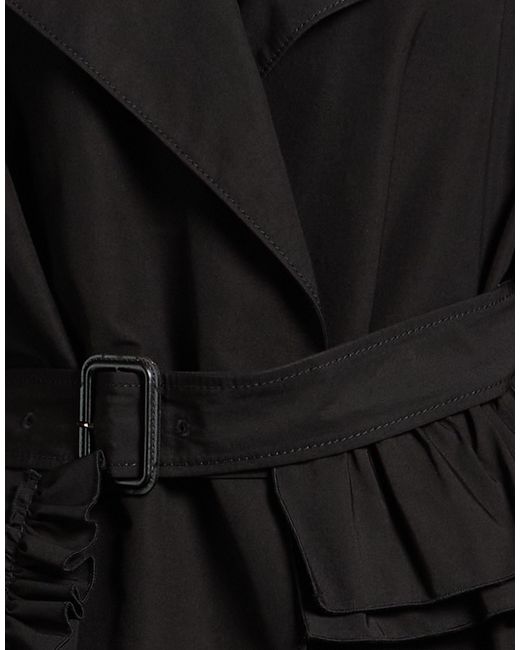 MSGM Black Overcoat & Trench Coat Cotton, Polyester