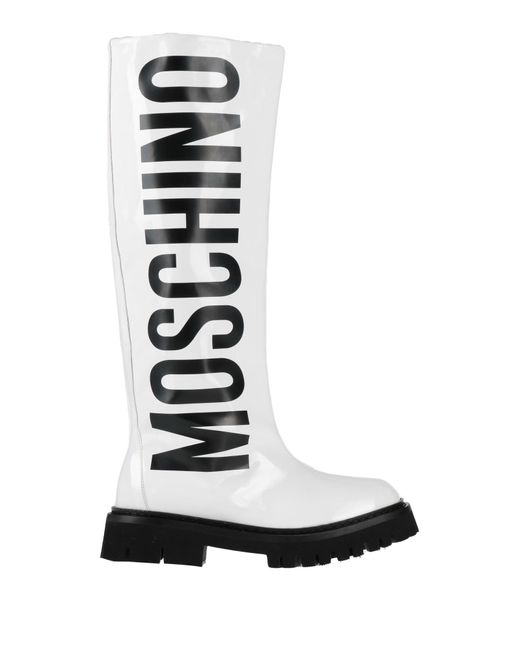 Moschino White Boot Textile Fibers