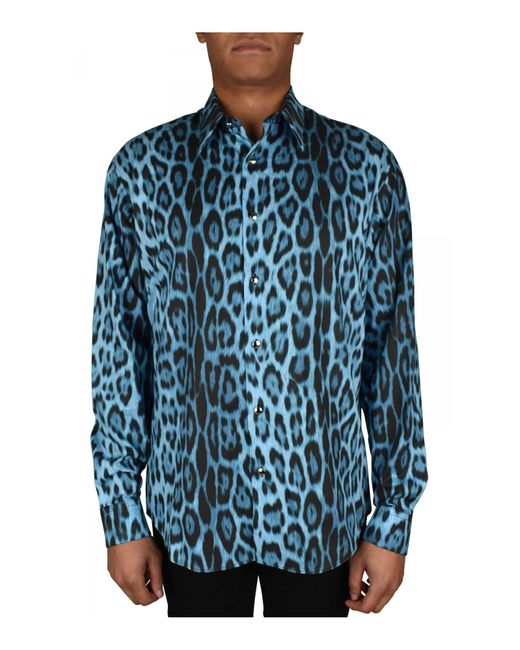 Camicia da Uomo di Roberto Cavalli in Blu | Lyst