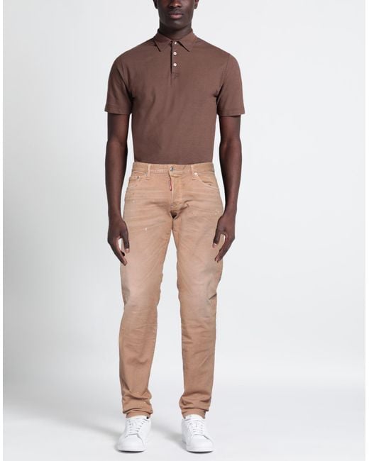 DSquared² Natural Sand Jeans Cotton, Elastane, Calfskin for men