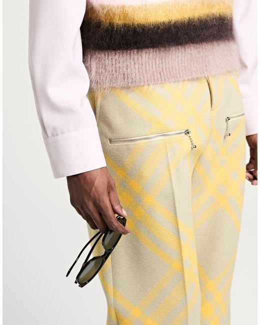 Burberry Yellow Pants Virgin Wool for men