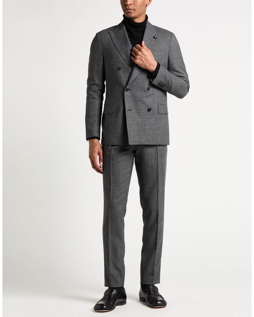 Lardini Gray Suit Wool, Elastane for men