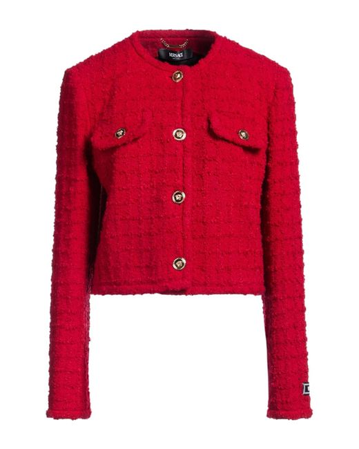 Versace Red Jacket Virgin Wool, Mohair Wool, Polyamide, Acetate, Silk