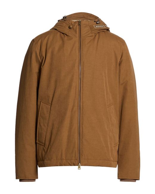 Woolrich Brown Camel Puffer Cotton, Polyester, Polyamide for men
