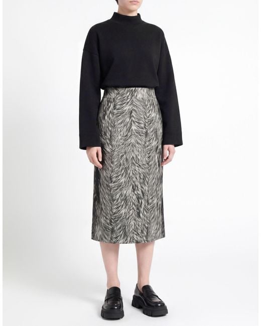 Dolce & Gabbana Gray Midi Skirt Silk, Elastane