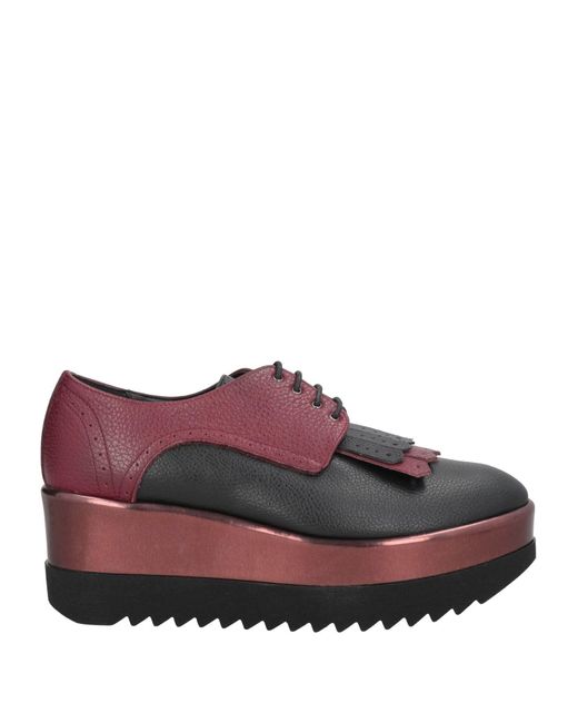 Pollini Red Lace-Up Shoes Leather