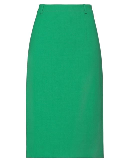 Incotex Green Midi Skirt Virgin Wool, Elastane