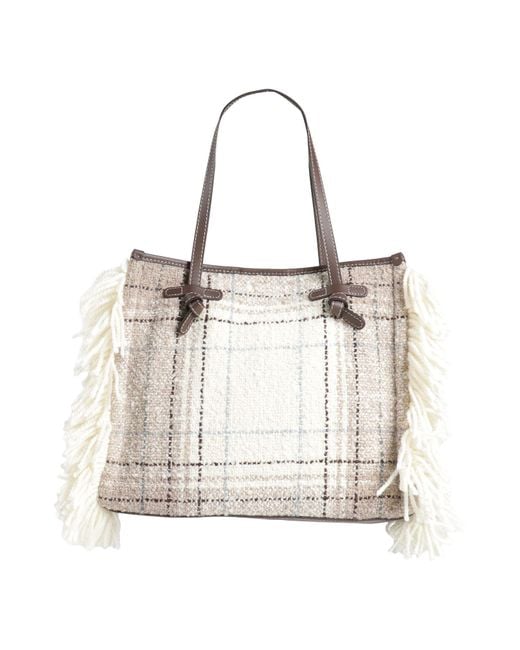 Gianni Chiarini Natural Cream Handbag Textile Fibers, Leather