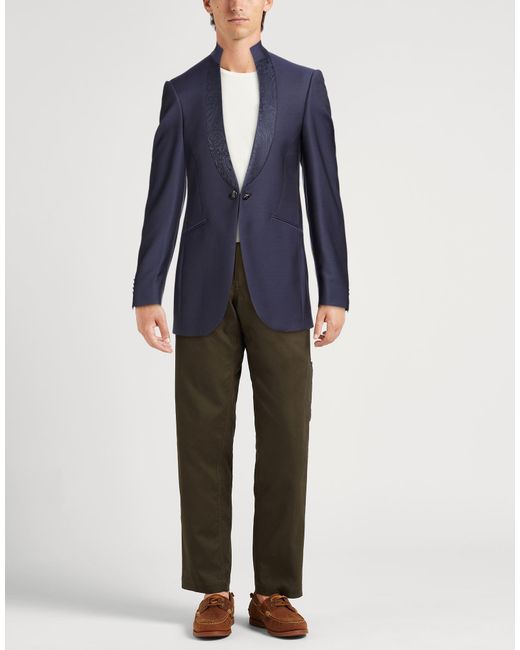 Luigi Bianchi Blue Blazer Polyester, Virgin Wool, Elastane for men