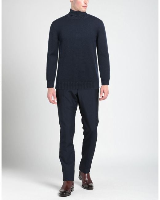 Alpha Studio Blue Midnight Turtleneck Merino Wool for men