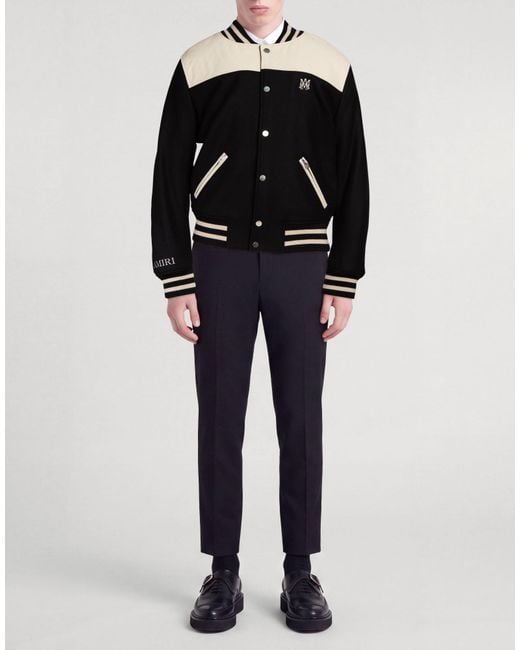 Amiri Black Jacket Wool, Polyamide, Leather for men