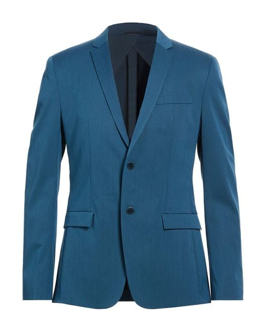Calvin Klein Blue Blazer Polyester, Wool, Elastane for men
