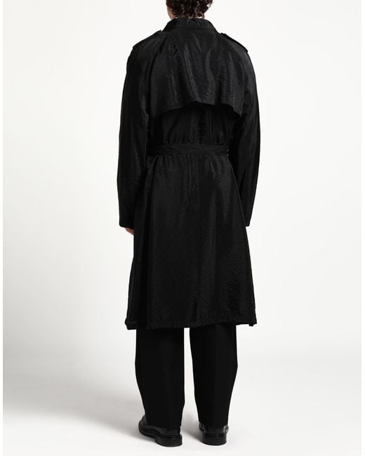 Dolce & Gabbana Black Overcoat & Trench Coat Viscose, Polyamide for men