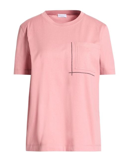 Brunello Cucinelli Pink T-Shirt Cotton, Brass