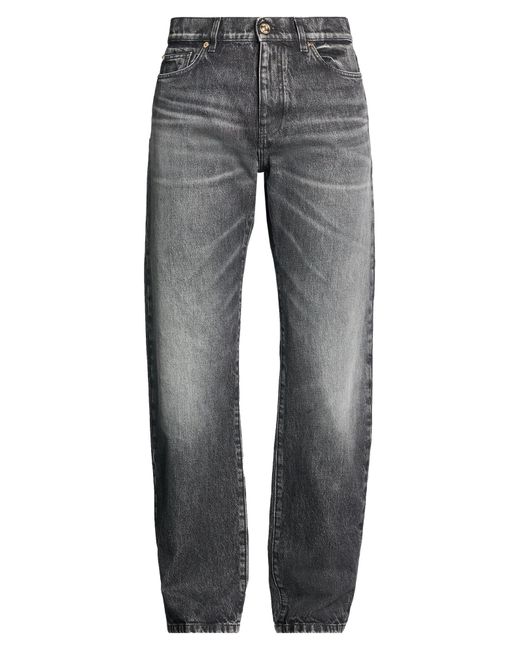 Versace Gray Jeans Cotton, Calfskin for men