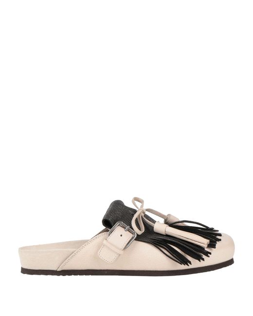 Brunello Cucinelli White Mules & Clogs Leather