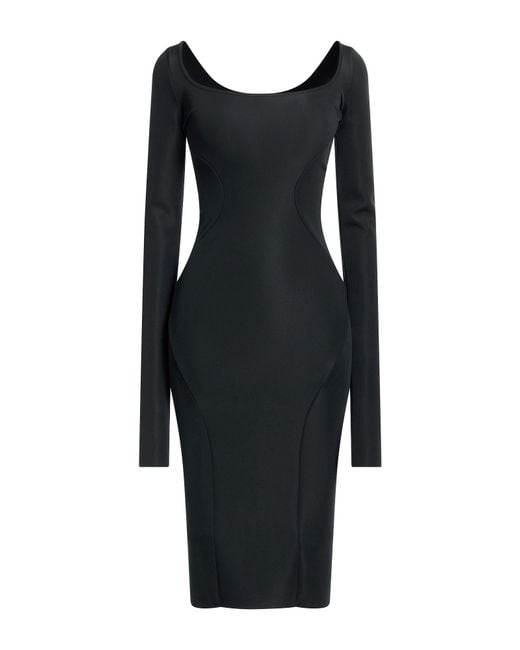 Rick Owens Black Midi Dress Polyester, Elastane